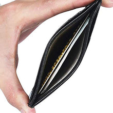 Carica l'immagine nel visualizzatore di Gallery, HELLOCAM Portacarte di Credito da Uomo Portacarte Uomo, Tascabile Portafoglio Uomo Sottile Blocco RFID - Nero Pelle Alta Qualità - Mini Porta Tessere Porta Documenti Porta Carte Di Credito - Regalo