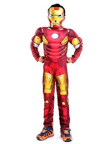 Costume Iron Man Bambino Vestito Carnevale Costumino Con Busto Muscoloso E... - Ilgrandebazar