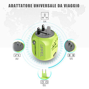 Milool Adattatore Universale da Viaggio con QC3.0 Quick Charge 2 Porte Verde