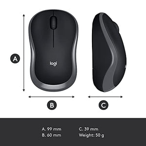 Logitech M185 Mouse Wireless, 2,4 GHz con Mini Ricevitore USB, Durata Batteria di 12 Mesi, Tracciamento Ottico 1000 DPI, Ambidestro, Compatibile con PC, Mac, Laptop - Grigio