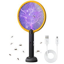 Carica l'immagine nel visualizzatore di Gallery, TMACTIME Racchetta Zanzare Elettrica 2-in-1, 1500 mAh 4000V Racchetta Antizanzare, USB Lampada UV con Base, Protezione Maglia a 3 Strati, Adatto per Casa, Giardino, Interni ed Esterni