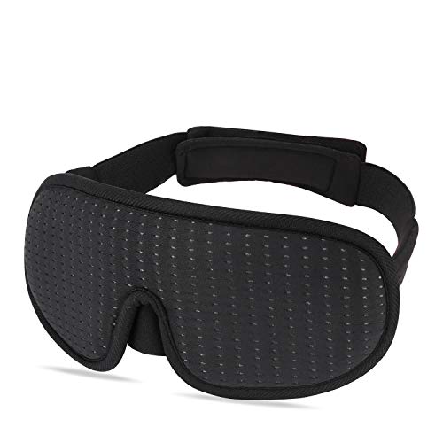 Mascherina per Dormire, 3D Sagomata Maschera Dormire con Fori Nero