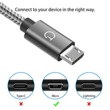 Carica l'immagine nel visualizzatore di Gallery, Gritin Cavo Micro USB, [3 Pezzi:1m,1.5m,2m] Nylon Intrecciato USB Grigio