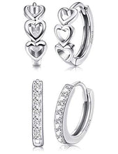 Carica l'immagine nel visualizzatore di Gallery, Milacolato 2pairs Argento sterling Orecchino a cerchio piccolo per donna... - Ilgrandebazar