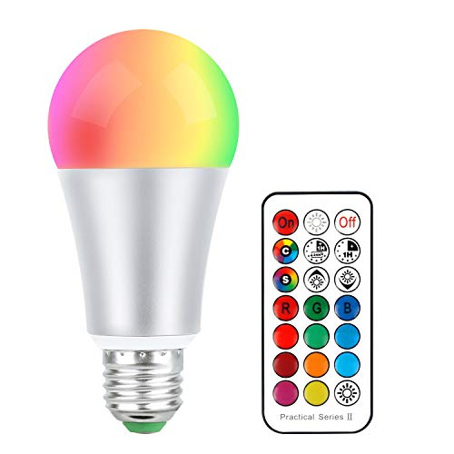 Lampadine Colorate E27 10W, LED Dimerabile RGB+ Bianco Caldo 10W 1 Pezzo