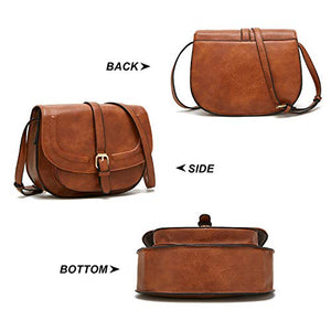 DCCN Borsa a tracolla piccola in pelle PU per donna Retro Marrone