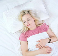 Carica l&#39;immagine nel visualizzatore di Gallery, Elviros Cuscino in Memory Foam Ortopedico Cervicale per Dolore al Collo Cuscino Ergonomico per Dolore alla Spalla Cuscino di Sostegno del Collo, Bianco, 64 x 12,5/10,5 x 38 cm