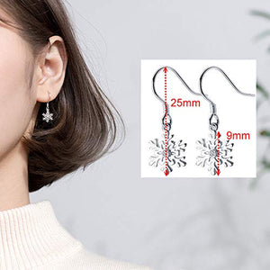 Orecchini pendenti a forma di fiocco neve invernale, in argento Sterling...