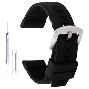 sportivo di modo orologi fasce del silicone sostituzione della gomma 20, Nero - Ilgrandebazar