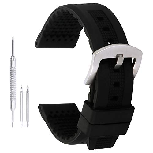 sportivo di modo orologi fasce del silicone sostituzione della gomma 20, Nero - Ilgrandebazar