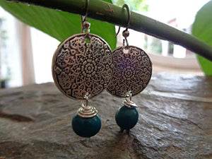 ✿ SEMI DI ASAI TURCHESE BOHO ETHNO MANDALA ✿ orecchini esotici - regalo...