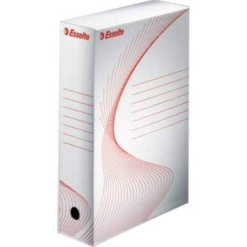 ESSELTE BOXY 80 scatola archivio - dim. 25 x 35 x 8 cm - Bianco/Rosso Bianco - Ilgrandebazar