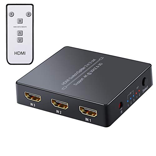 LiNKFOR 4K HDMI Switch 3 In 2 Out con IR Telecomando 3 Porte Switcher 2...