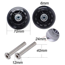 Carica l'immagine nel visualizzatore di Gallery, Set di 2 Ruote Valigia Ricambio 70*6*24mm Lunghezza Dell'asse: 40mm