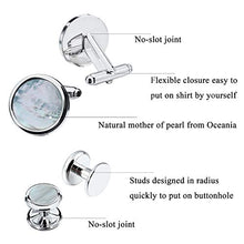 Carica l&#39;immagine nel visualizzatore di Gallery, HAWSON, set di bottoni e gemelli in madreperla, per camicia da uomo, 6-Silver - Ilgrandebazar