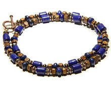 Carica l&#39;immagine nel visualizzatore di Gallery, Collana di lapislazzuli, con perline legno e perle rame per uomini e... - Ilgrandebazar