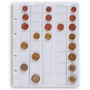 Leuchtturm 308740 coin sheets OPTIMA, for Euro sets up to 26 mm Ø, clear - Ilgrandebazar