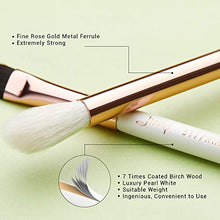 Carica l&#39;immagine nel visualizzatore di Gallery, Jessup 15Pz Bianco perla/Oro rosa Set di pennelli per trucco professionale...