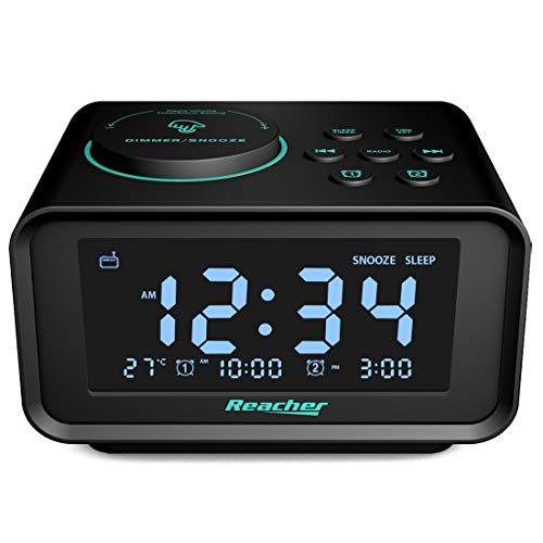 Reacher Radiosveglia FM Digitale con Doppio Allarme, orologio da comodino...