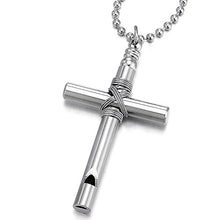 Carica l&#39;immagine nel visualizzatore di Gallery, COOLSTEELANDBEYOND Ciondolo di Fischio Croce, Collana con Pendente da Uomo... - Ilgrandebazar