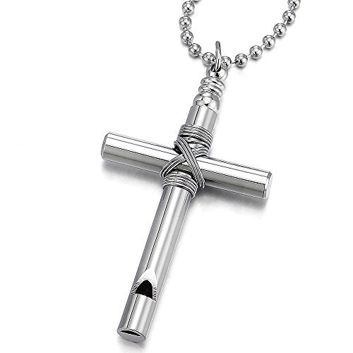 COOLSTEELANDBEYOND Ciondolo di Fischio Croce, Collana con Pendente da Uomo... - Ilgrandebazar