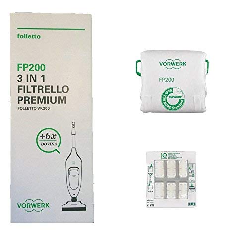 Vorwerk FP200 Folletto, 3 in 1 Filtrello Premium, un pacco con 6 pezzi - Ilgrandebazar