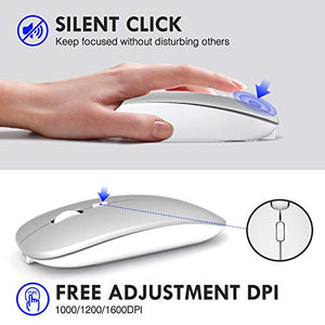 Inphic Mouse Bluetooth, a tre modalità, sottile, silenzioso, Argento - B
