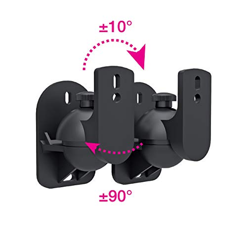 Techly 309692 Coppia Staffe Speakers a Parete Universali Regolabili Nero