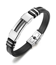Carica l&#39;immagine nel visualizzatore di Gallery, sailimue Gioielli in Acciaio Inossidabile Gel di Silice Uomo Bracciali per...