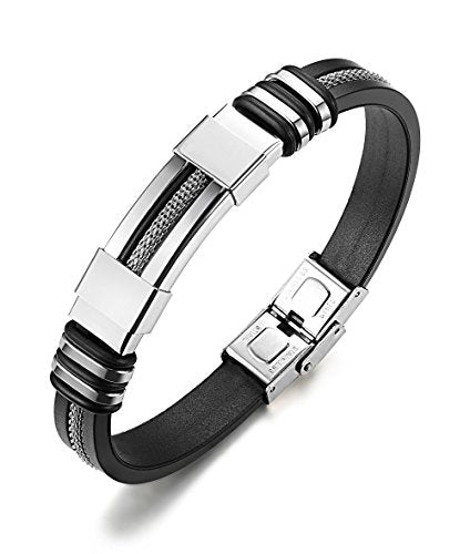 sailimue Gioielli in Acciaio Inossidabile Gel di Silice Uomo Bracciali per...