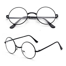 Carica l&#39;immagine nel visualizzatore di Gallery, TRIXES Occhiali Tondi Unisex - con Lenti Trasparenti Stile Nero - Ilgrandebazar