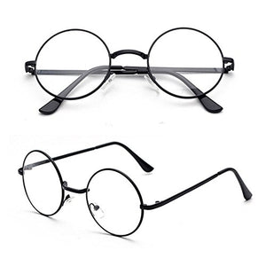 TRIXES Occhiali Tondi Unisex - con Lenti Trasparenti Stile Nero - Ilgrandebazar