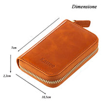 Carica l'immagine nel visualizzatore di Gallery, Kattee Porta Carte di Credito in Vera Pelle con Protezione RFID, Marrone - Ilgrandebazar
