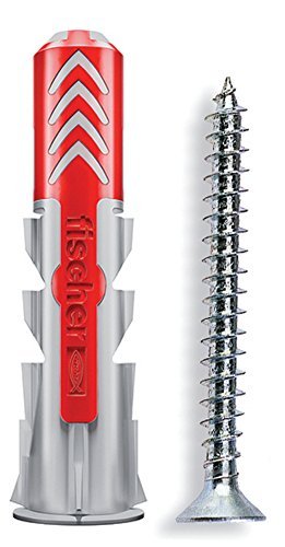Fischer 50 Tasselli Duopower con Vite, 8 x 40 mm, per 8 x 40 Grigio/Rosso - Ilgrandebazar