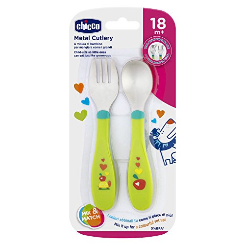 Chicco 00016102300000 il primo Set di posate in acciaio inox, Neutro 18 m +,... - Ilgrandebazar
