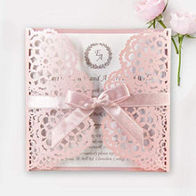 Carica l&#39;immagine nel visualizzatore di Gallery, 50 CARTE CONFEZIONE Partecipazioni matrimonio taglio laser fai da te inviti... - Ilgrandebazar