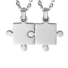 Carica l&#39;immagine nel visualizzatore di Gallery, Set di collane con ciondoli a forma puzzle che si combinano Silver - Ilgrandebazar