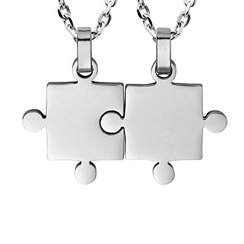 Set di collane con ciondoli a forma puzzle che si combinano Silver - Ilgrandebazar