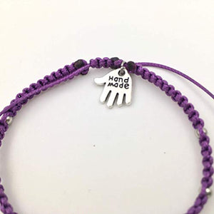 Braccialetto della Fortuna"Luna-Stella”, Viola, Unisex, Fatto a Mano - Ilgrandebazar