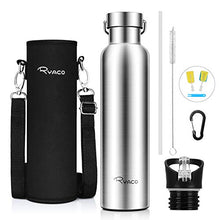 Carica l&#39;immagine nel visualizzatore di Gallery, Ryaco Bottiglia Termica per Acqua in Acciaio Inox 1000ml / 35oz, Argento