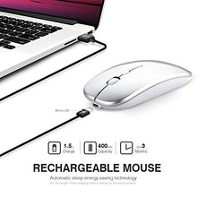 Carica l'immagine nel visualizzatore di Gallery, Mouse Wireless Ricaricabile, inphic Ottico Mini Argento chiaro