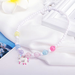 Skywisewin Chunky Jewelry Collana con unicorno e bracciale per bambine