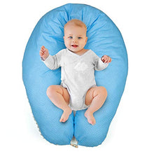 Carica l'immagine nel visualizzatore di Gallery, Totsy Baby Cuscino Macchiato Blu E Bianco - Cotone Con Visone Grigio