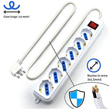 Carica l&#39;immagine nel visualizzatore di Gallery, Ewent EW3922-3M Multipresa Ciabatta Elettrica a 6 Posti prese Italiane White