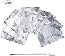 Carica l&#39;immagine nel visualizzatore di Gallery, Lictin 200PCS Remover Foil Wraps del Rimuovere smalto gel per Unghie, Fogli di Alluminio per Rimuovere lo Smalto,Nail wraps di tamponi di cotone + Spingi Cuticole Professionale