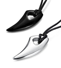 Carica l&#39;immagine nel visualizzatore di Gallery, BESTEEL 2 Pezzi Collane Lupo Dente Acciaio Inossidabile Lunghe Uomo... - Ilgrandebazar