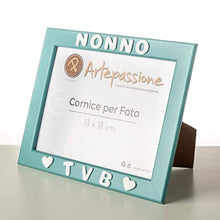 Carica l&#39;immagine nel visualizzatore di Gallery, Cornici Celeste per foto in legno con la scritta Nonno TVB e decorata con...