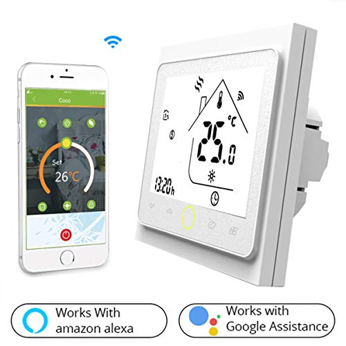 Termostato WiFi per Caldaia a Gas/Acqua,Termostato intelligente Bianco - Ilgrandebazar