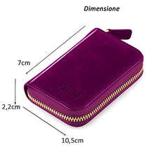 Carica l&#39;immagine nel visualizzatore di Gallery, Kattee Porta Carte di Credito in Vera Pelle con Protezione RFID, Viola Rossa