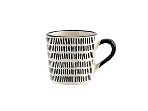 H&H Vhera Set 6 Tazzine Caffè, Stoneware, Bianco/Nero, 90 ml - Ilgrandebazar